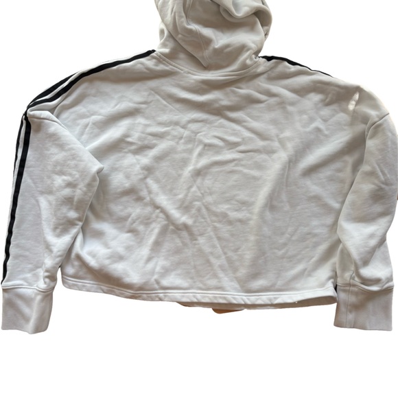 Adidas Originals Cropped Hoodie White Black Triple Stripe Size M - Picture 4 of 12